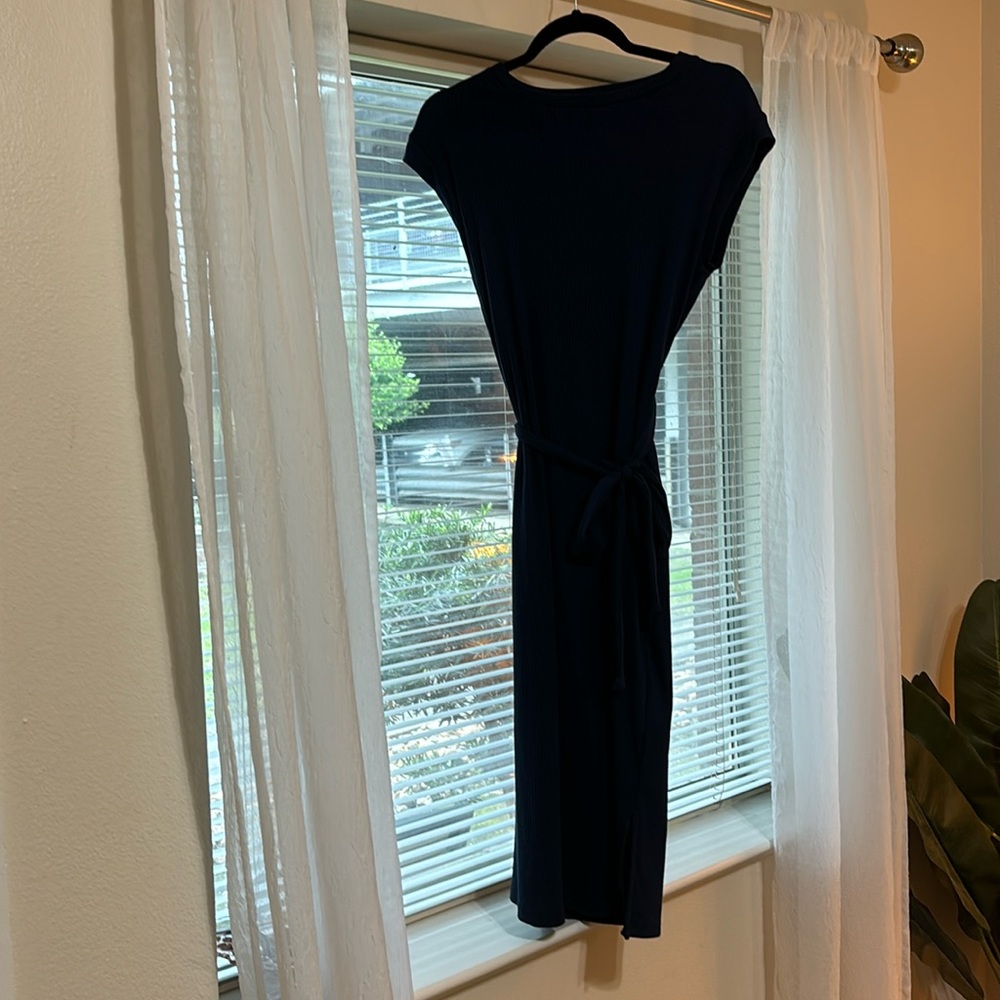 ALYA Navy Midi Knit Dress